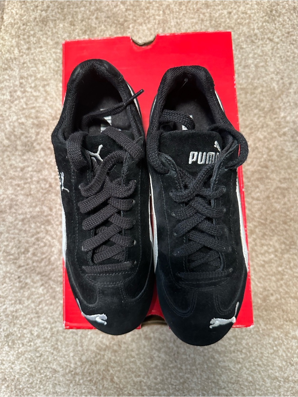 Puma Men’s Black Suede Sneakers with White Logo